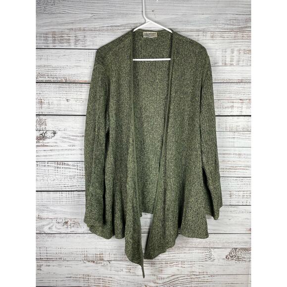 Nomad Green Open Front Cardigan Sweater Large Knit Morocco Normcore Cozy Earthy - Picture 1 of 10